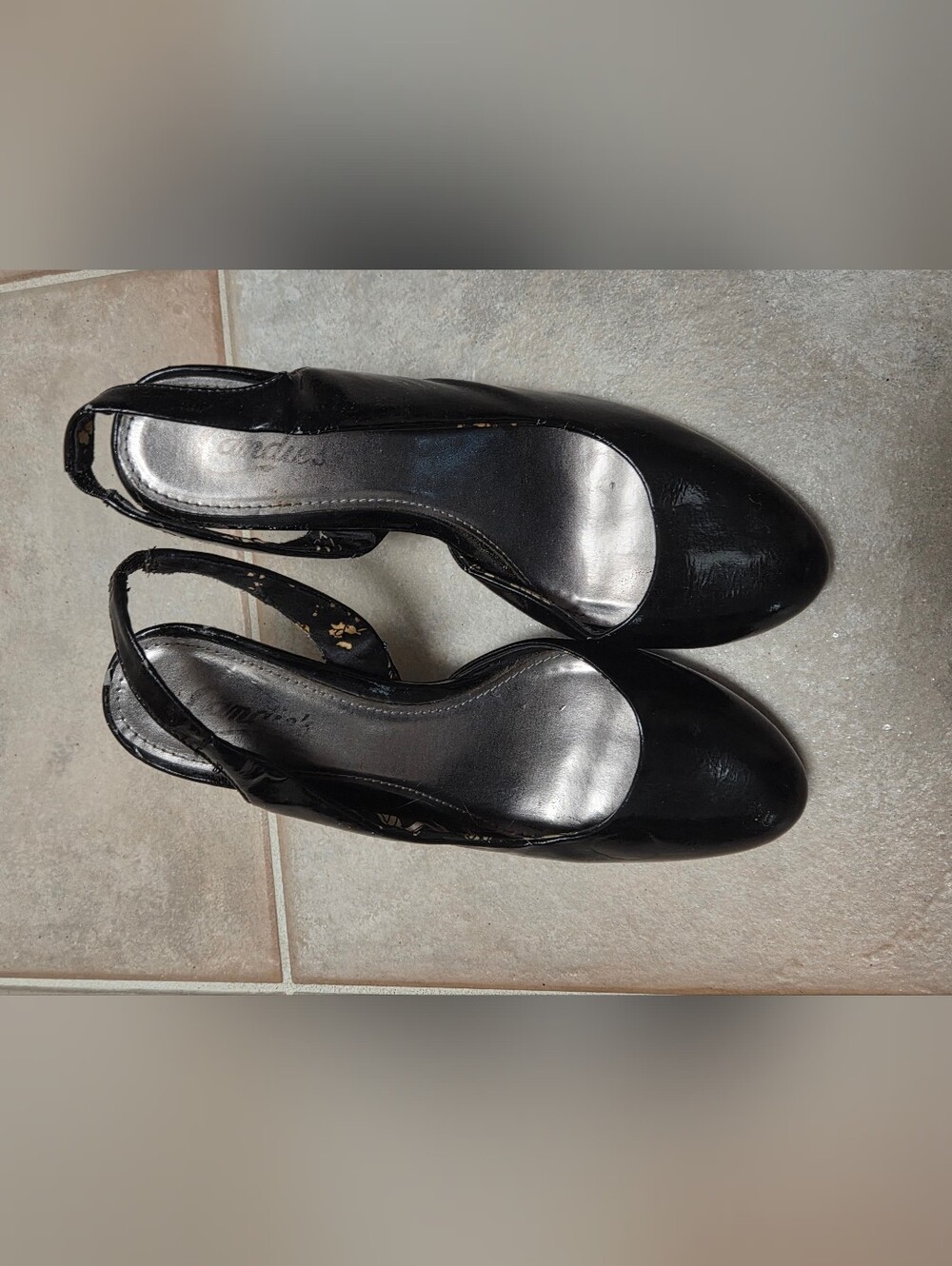 Candies Vintage Black Patent Slingback Heels
